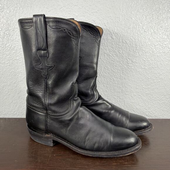Lucchese Classic Western Goat Leather Black Boots Men’s Size 8 B EUC main image 7